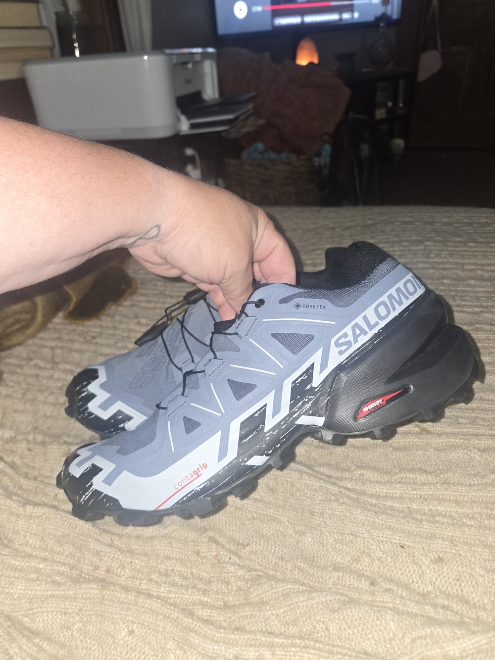 Salomon Womens Speedcross GTX Trail Shoes - Gray/Black
